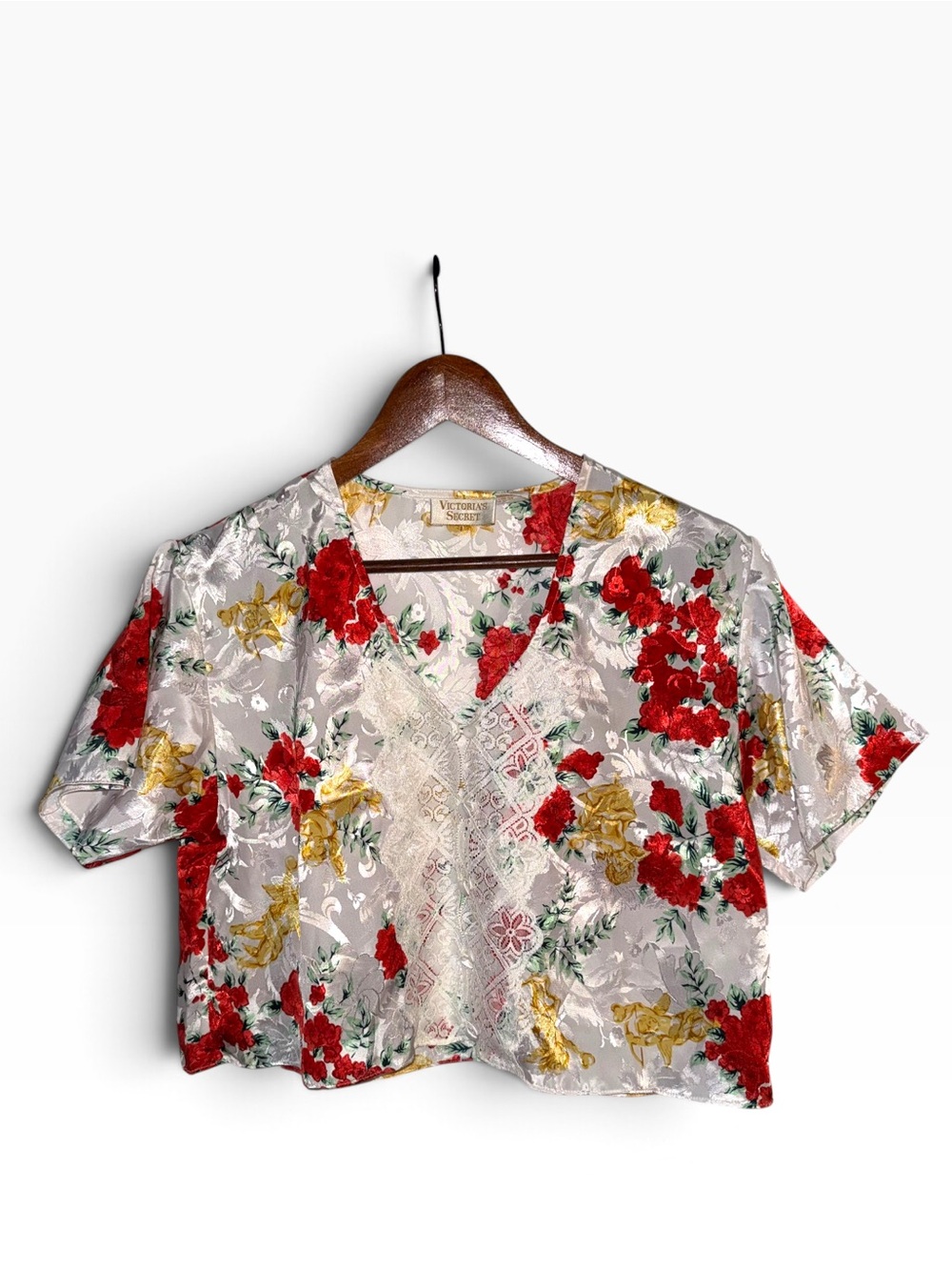 Vintage Victoria’s Secret Satin Floral Lace Sleep Top Y2K Size Small
